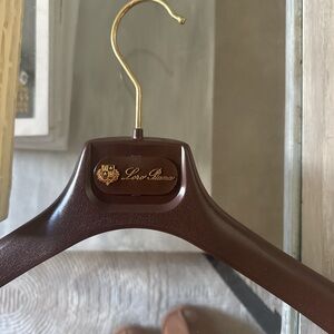 Loro Piana Dark Brown Wooden Hanger with Gold Hook and Crest